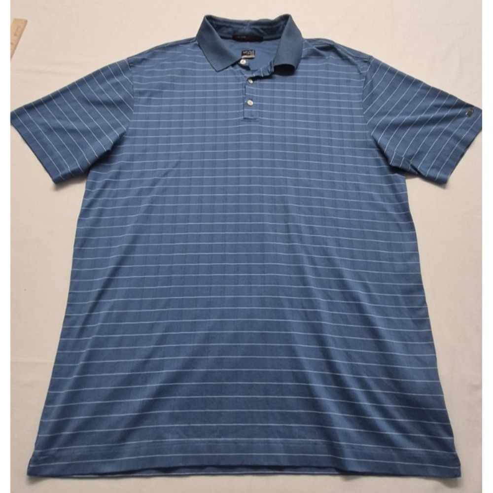 VTG Tiger Woods Collection Nike dry fit men's blue golf polo white stipes XL